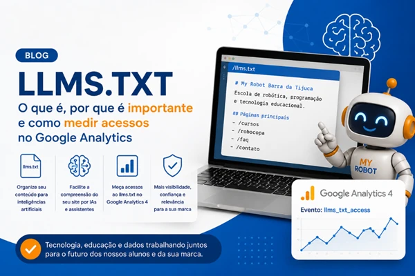 Banner sobre llms.txt, sitemap e conteúdo do site para ferramentas de IA
