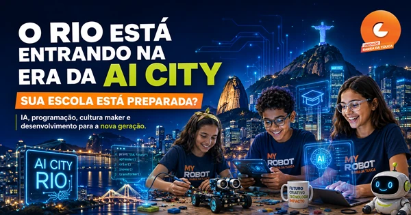 Banner do artigo sobre AI City Rio e educação tecnológica para escolas